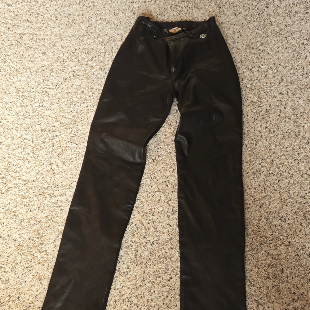 Leather and spandex pants
